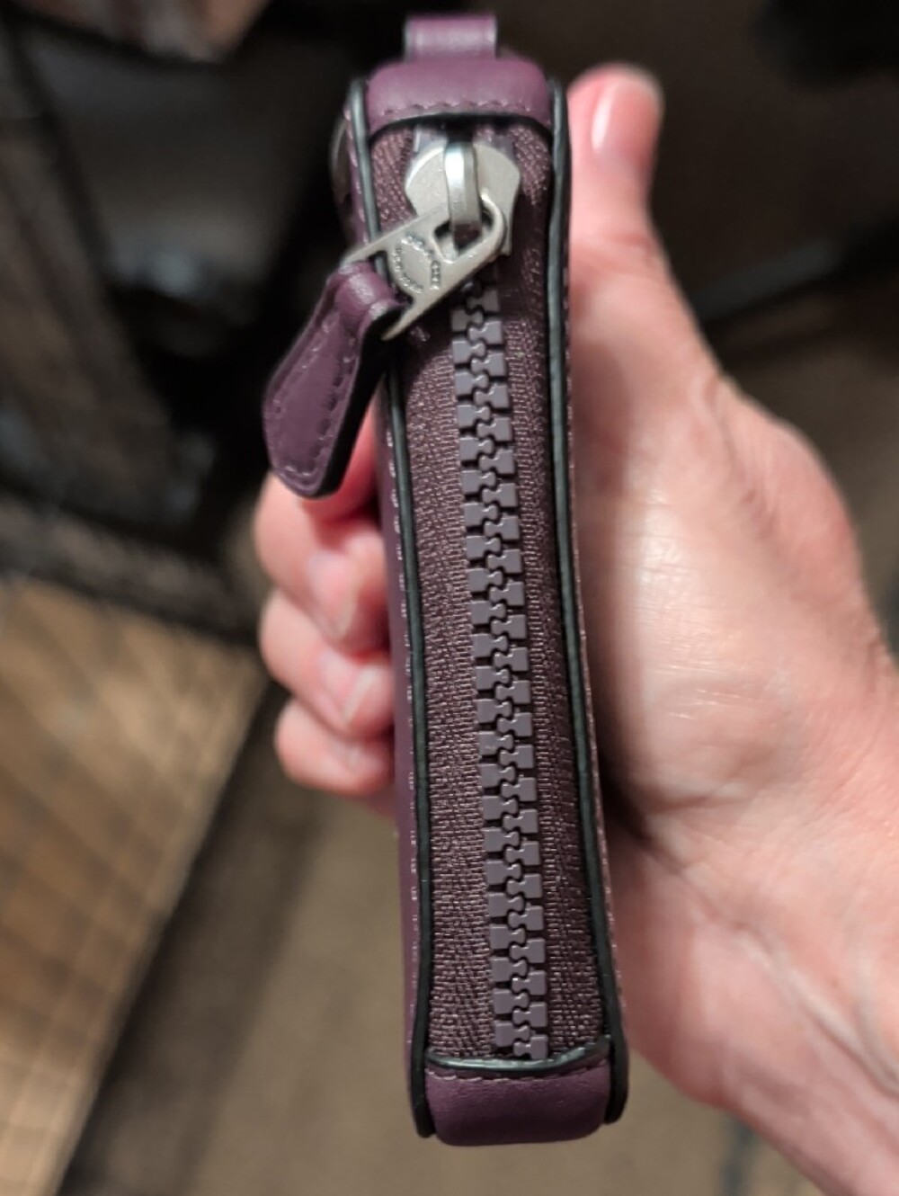 Coach Purple Triangle Leather Key Holder - Picture 6 of 16